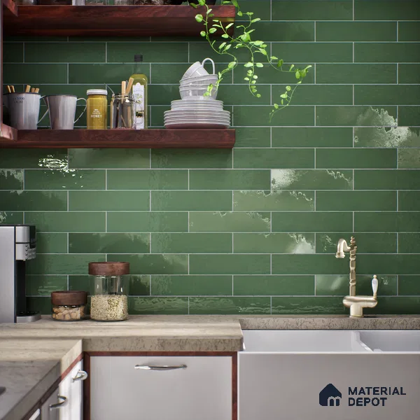 Subway Look  Tile TL 07669 E Plain Pine 1 ft x 2.95 inch Designer Tiles Ceramic Glossy Finish - 9 mm
