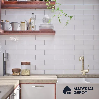 Subway Look  Tile TL 07669 Plain Bianco 1 ft x 2.95 inch Designer Tiles Ceramic Glossy Finish - 9 mm