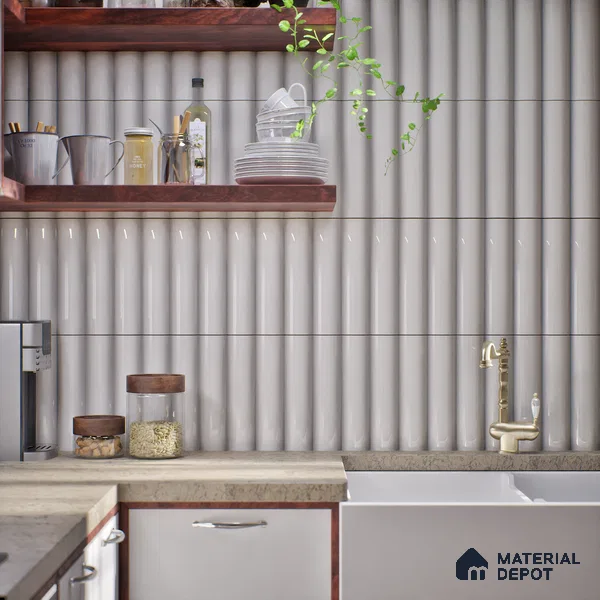 Subway Look Tile TL 07643 B Oval Cloudy Grey 1 ft x 2.95 inch Designer Tiles Ceramic Glossy Finish - 9 mm