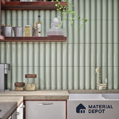 Subway Look  Tile TL 07643 D Oval Lime 1 ft x 2.95 inch Designer Tiles Ceramic Glossy Finish - 9 mm
