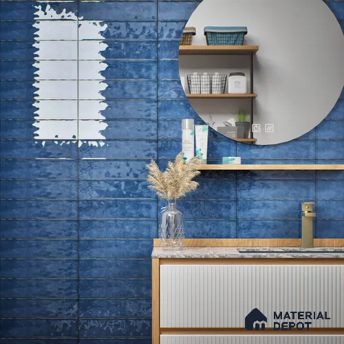 Subway Look Tile TL 07616 D Cambry Blue 1 ft x 2.95 inch Designer Tiles Ceramic Glossy Finish - 9 mm