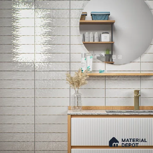Subway Look  Tile TL 07616 E Cambry White 1 ft x 2.95 inch Designer Tiles Ceramic Glossy Finish - 9 mm