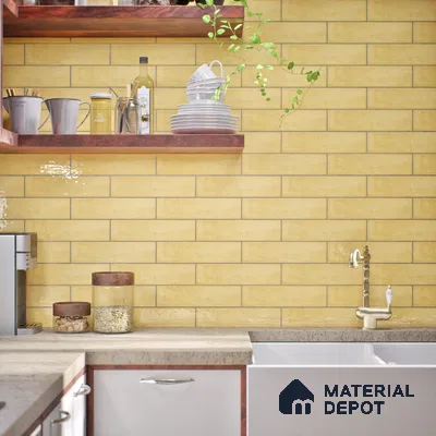 Subway Look  Tile TL 07616 F Cambry Gold 1 ft x 2.95 inch Designer Tiles Ceramic Glossy Finish - 9 mm (Sample)