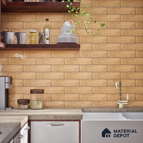 Subway Look  Tile TL 07616 H Cambry Sand 1 ft x 2.95 inch Designer Tiles Ceramic Glossy Finish - 9 mm