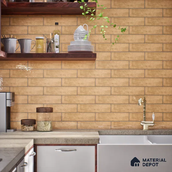 Subway Look  Tile TL 07616 H Cambry Sand 1 ft x 2.95 inch Designer Tiles Ceramic Glossy Finish - 9 mm (Sample)