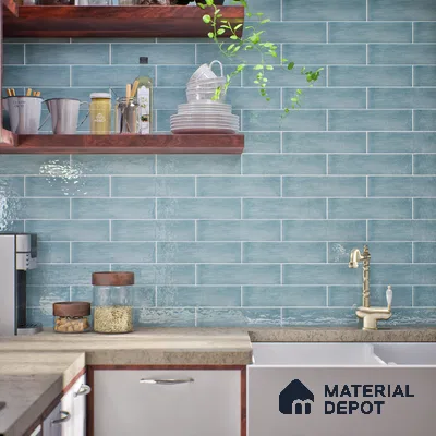 Subway Look  Tile TL 07616 I Cambry Sky 1 ft x 2.95 inch Designer Tiles Ceramic Glossy Finish - 9 mm (Sample)