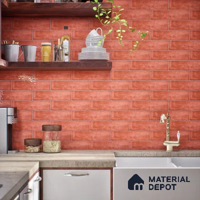 Subway Look  Tile TL 07616 Cambry Brown 1 ft x 2.95 inch Designer Tiles Ceramic Glossy Finish - 9 mm (Sample)