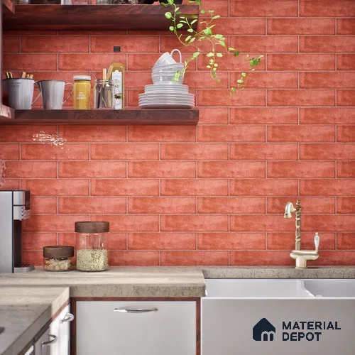 Subway Look  Tile TL 07616 Cambry Brown 1 ft x 2.95 inch Designer Tiles Ceramic Glossy Finish - 9 mm