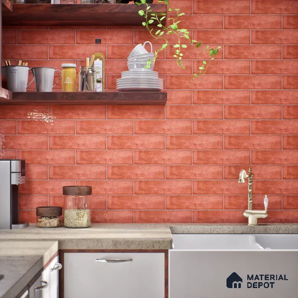Subway Look  Tile TL 07616 Cambry Brown 1 ft x 2.95 inch Designer Tiles Ceramic Glossy Finish - 9 mm (Sample)