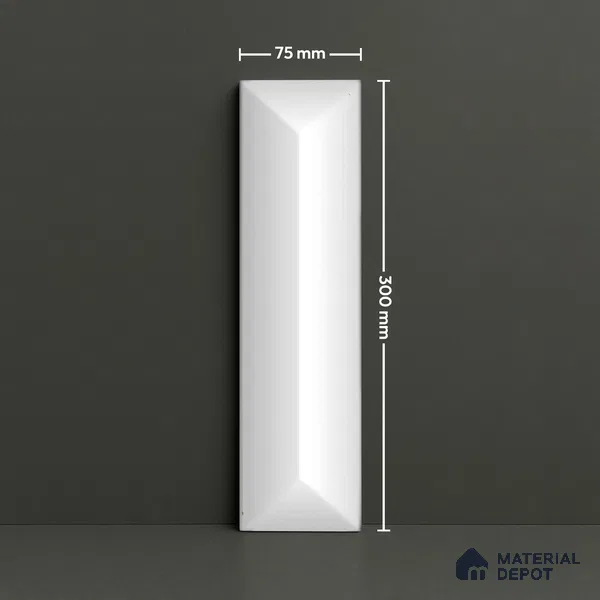 Subway Look Tile TL 07642 F Toro White 1 ft x 2.95 inch Designer Tiles Ceramic Glossy Finish - 9 mm