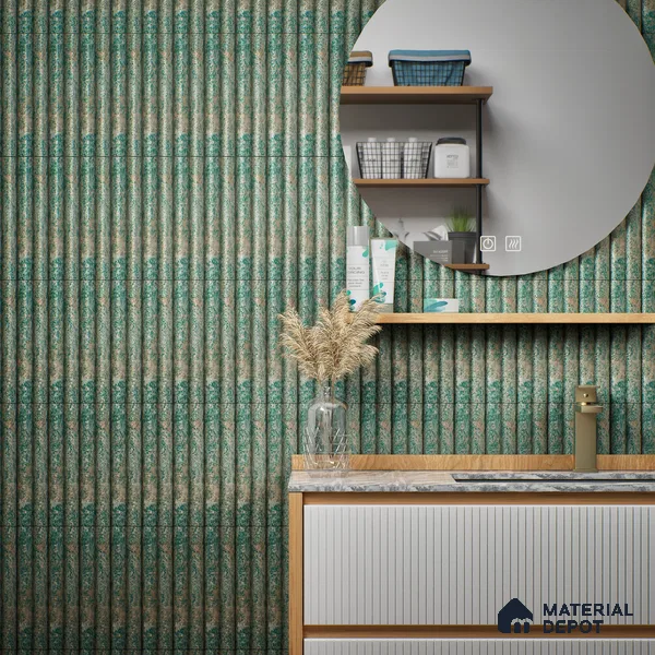 Subway Look Tile TL 07641 B Bamboo Green 1 ft x 2.95 inch Designer Tiles Ceramic Matte Finish - 9 mm | 4 Random Design