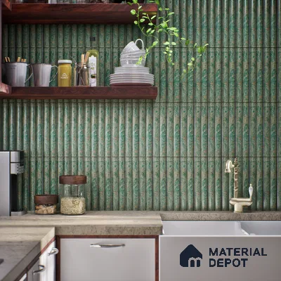 Subway Look  Tile TL 07641 B Bamboo Green 1 ft x 2.95 inch Designer Tiles Ceramic Matte Finish - 9 mm | 4 Random Design