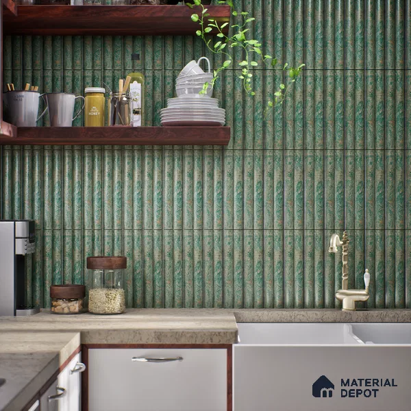 Subway Look Tile TL 07641 B Bamboo Green 1 ft x 2.95 inch Designer Tiles Ceramic Matte Finish - 9 mm | 4 Random Design