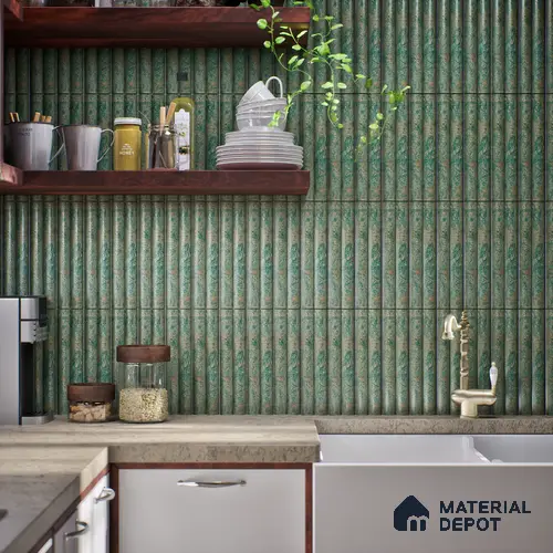 Subway Look Tile TL 07641 B Bamboo Green 1 ft x 2.95 inch Designer Tiles Ceramic Matte Finish - 9 mm | 4 Random Design
