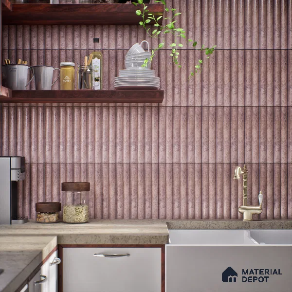 Subway Look  Tile TL 07641 E Bamboo Rosy Brown 1 ft x 2.95 inch Designer Tiles Ceramic Matte Finish - 9 mm | 4 Random Design