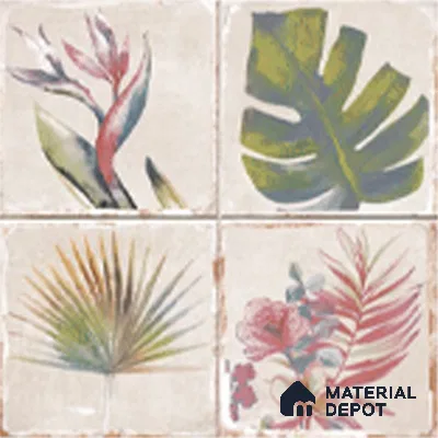 Floral Wall Tile TL 10415 Antic Leaf - Decor 1 1 ft x1 ft Ceramic Matte Finish Tile - 9 mm | Suitable For Kitchen, Bathroom Walls and Backsplashes | Please Expect a Slight Variation of Pattern
