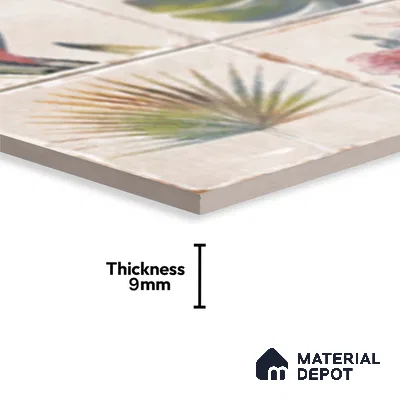 Floral Wall Tile TL 10415 Antic Leaf - Decor 1 1 ft x1 ft Ceramic Matte Finish Tile - 9 mm | Suitable For Kitchen, Bathroom Walls and Backsplashes | Please Expect a Slight Variation of Pattern