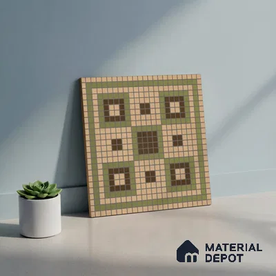 Faux Mosaic Wall & Floor Tile TL 10568 Memoria Emerald 1 ft x1 ft Ceramic Matte Finish Tile - 9 mm | Suitable For Kitchen, Bathroom Walls and Backsplashes