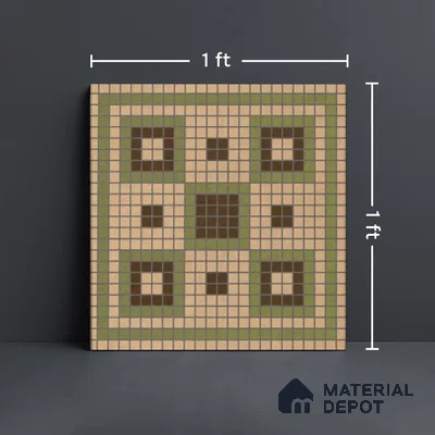 Faux Mosaic Wall & Floor Tile TL 10568 Memoria Emerald 1 ft x1 ft Ceramic Matte Finish Tile - 9 mm | Suitable For Kitchen, Bathroom Walls and Backsplashes