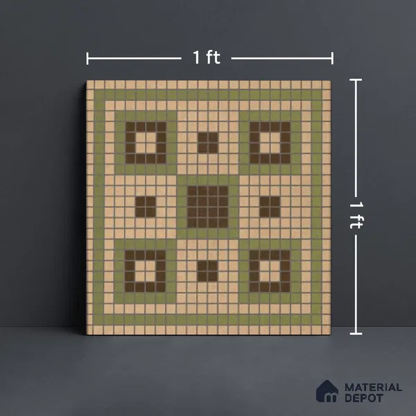 Faux Mosaic Wall & Floor Tile TL 10568 Memoria Emerald 1 ft x1 ft Ceramic Matte Finish Tile - 9 mm | Suitable For Kitchen, Bathroom Walls and Backsplashes