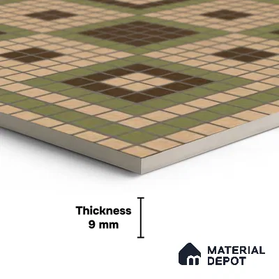Faux Mosaic Wall & Floor Tile TL 10568 Memoria Emerald 1 ft x1 ft Ceramic Matte Finish Tile - 9 mm | Suitable For Kitchen, Bathroom Walls and Backsplashes