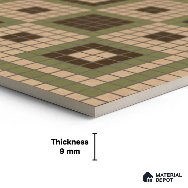 Faux Mosaic Wall & Floor Tile TL 10568 Memoria Emerald 1 ft x1 ft Ceramic Matte Finish Tile - 9 mm | Suitable For Kitchen, Bathroom Walls and Backsplashes