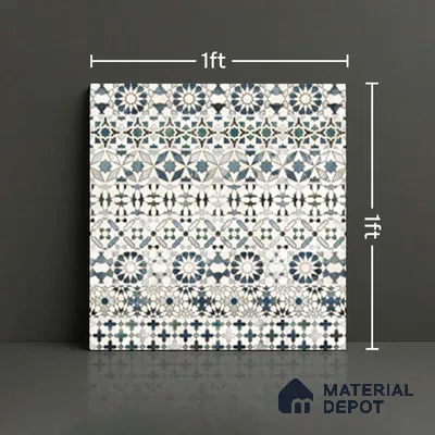 Wall Tile TL 10414 Bumpy Blue 1 ft x1 ft Ceramic Matte Finish Tile - 9 mm | Suitable For Kitchen, Bathroom Walls and Backsplashes | Please Expect a Slight Variation of Pattern (Sample)