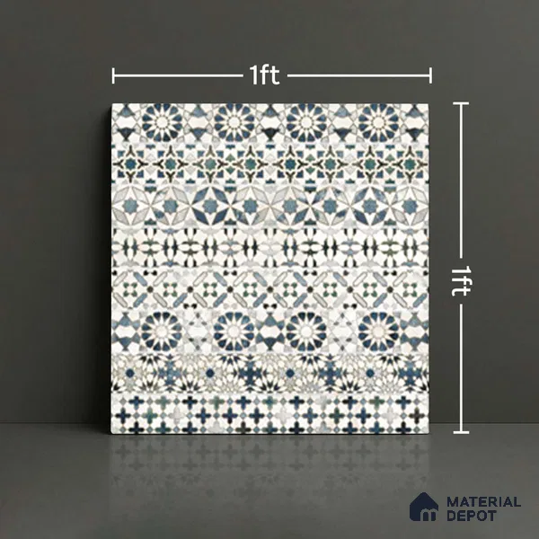 Wall Tile TL 10414 Bumpy Blue 1 ft x1 ft Ceramic Matte Finish Tile - 9 mm | Suitable For Kitchen, Bathroom Walls and Backsplashes | Please Expect a Slight Variation of Pattern (Sample)