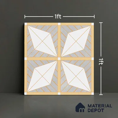 Patterned Tile TL 09643 71580 12 x 12 inch Ceramic Matte Finish - 9 mm | Please Expect a Slight Variation of Pattern