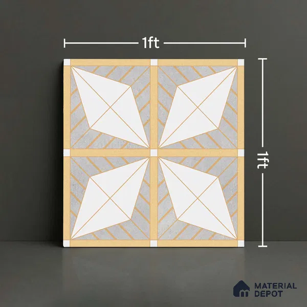 Patterned Tile TL 09643 71580 12 x 12 inch Ceramic Matte Finish - 9 mm | Please Expect a Slight Variation of Pattern