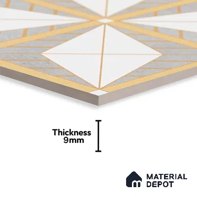 Patterned Tile TL 09643 71580 12 x 12 inch Ceramic Matte Finish - 9 mm | Please Expect a Slight Variation of Pattern