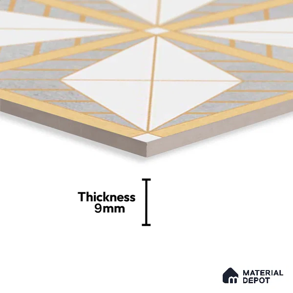 Patterned Tile TL 09643 71580 12 x 12 inch Ceramic Matte Finish - 9 mm | Please Expect a Slight Variation of Pattern