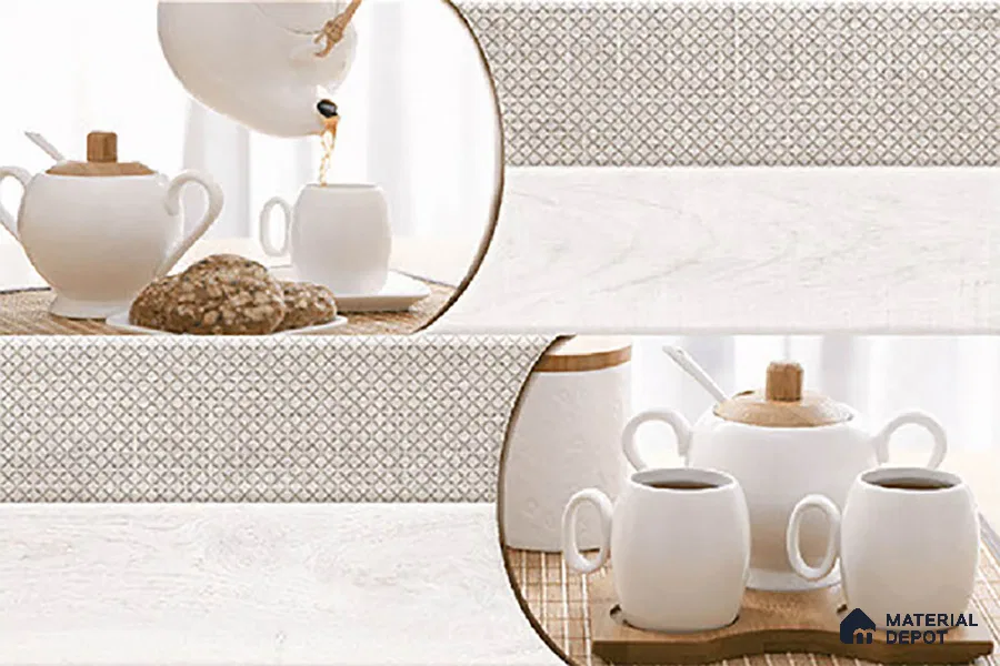 Patterned Tile TL 08278 B 4466 K1 18 x 12 inch Ceramic Glossy Finish - 7 mm