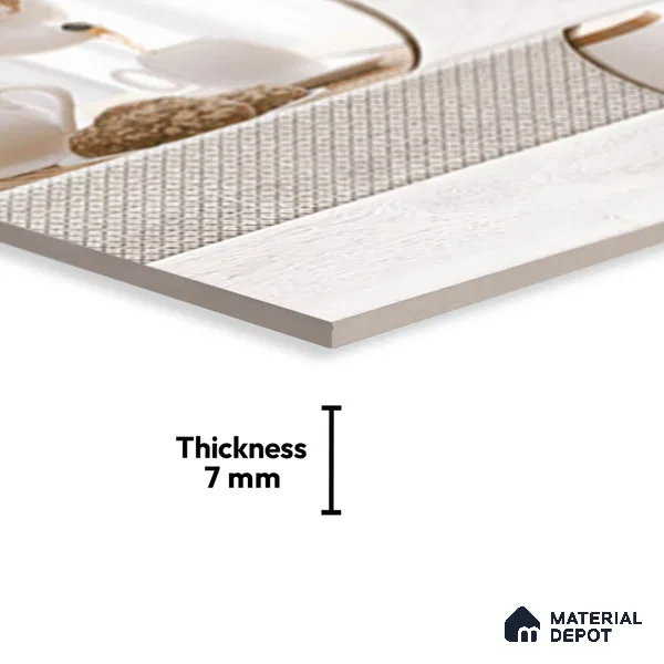 Patterned Tile TL 08278 B 4466 K1 18 x 12 inch Ceramic Glossy Finish - 7 mm