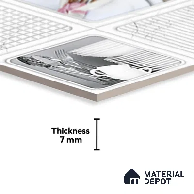 Patterned Tile TL 08280 B 5211 K1 18 x 12 inch Ceramic Glossy Finish - 7 mm