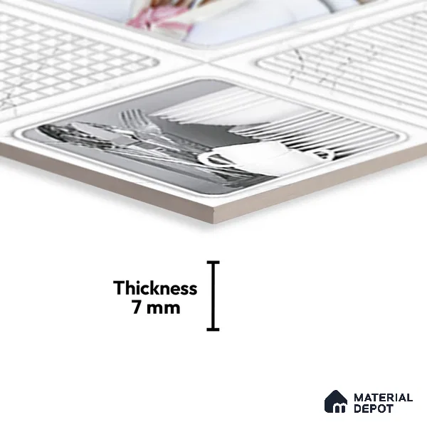 Patterned Tile TL 08280 B 5211 K1 18 x 12 inch Ceramic Glossy Finish - 7 mm