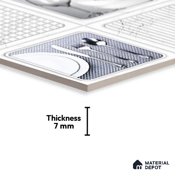 Patterned Tile TL 08280 C 5211 K2 18 x 12 inch Ceramic Glossy Finish - 7 mm