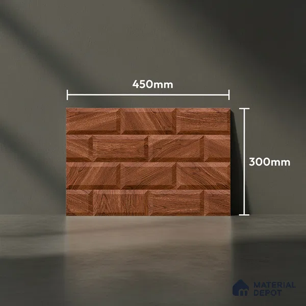 Wooden Wall Tile TL 08272 B 1680 D 18 x 12 inch Ceramic Glossy Finish - 7 mm