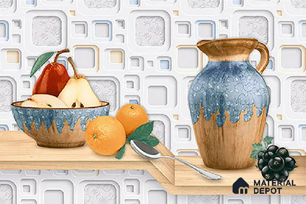 Patterned Tile TL 08276 B 4430 K1 18 x 12 inch Ceramic Glossy Finish - 7 mm