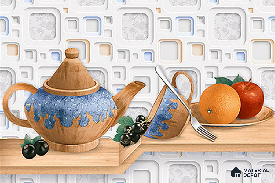 Patterned Tile TL 08276 C 4430 K2 18 x 12 inch Ceramic Glossy Finish - 7 mm