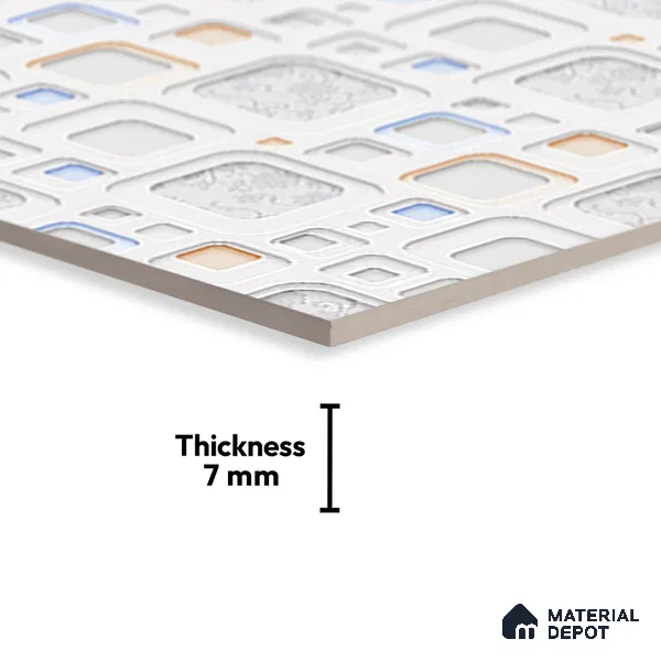 Patterned Tile TL 08276 4430 L 18 x 12 inch Ceramic Glossy Finish - 7 mm