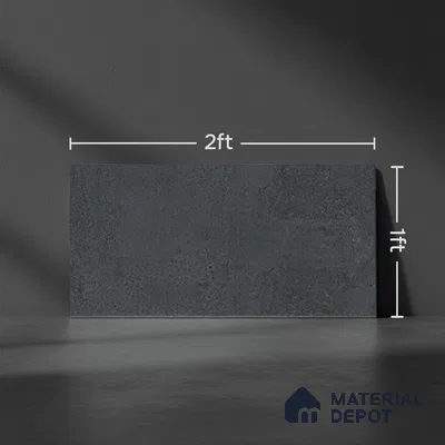 Stone Wall Tile TL 09995 Jungle Leaf Negro 2 ft x 1 ft Black Ceramic Glue Matte Finish Plain Tile - 9 mm | Ideal for Living Room, Bathroom, Kitchen