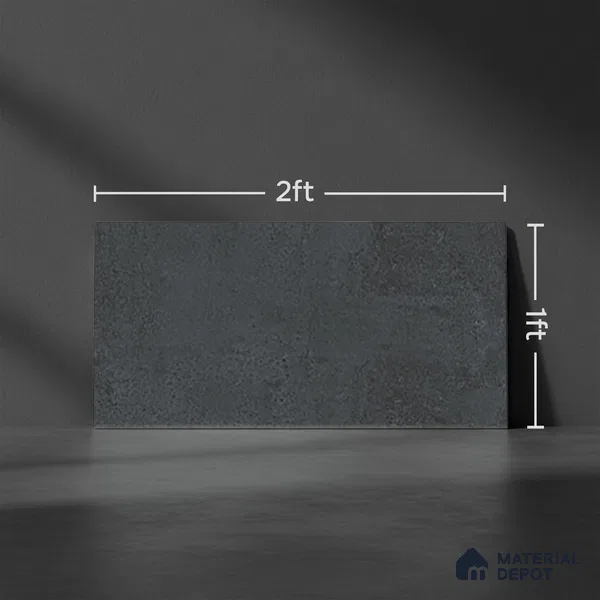 Stone Wall Tile TL 09995 Jungle Leaf Negro 2 ft x 1 ft Black Ceramic Glue Matte Finish Plain Tile - 9 mm | Ideal for Living Room, Bathroom, Kitchen