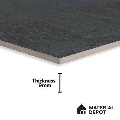 Stone Wall Tile TL 09995 Jungle Leaf Negro 2 ft x 1 ft Black Ceramic Glue Matte Finish Plain Tile - 9 mm | Ideal for Living Room, Bathroom, Kitchen