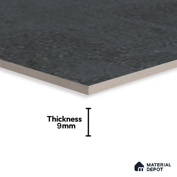 Stone Wall Tile TL 09995 Jungle Leaf Negro 2 ft x 1 ft Black Ceramic Glue Matte Finish Plain Tile - 9 mm | Ideal for Living Room, Bathroom, Kitchen