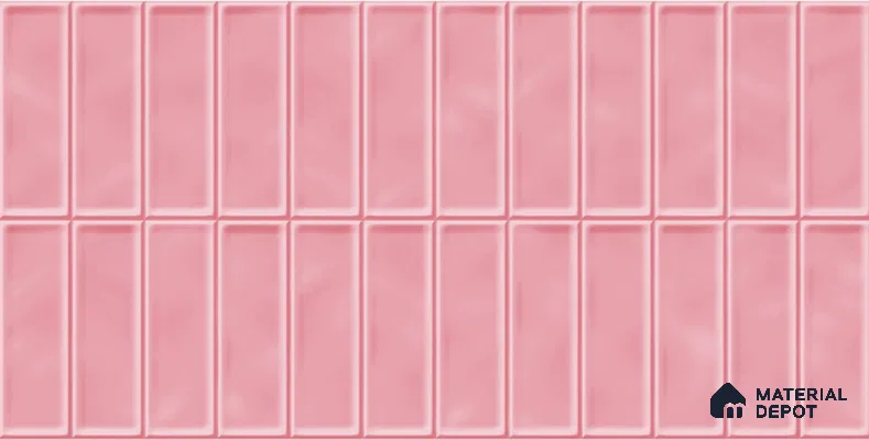 Faux Subway Tile TL 08029 B  Petaltrail Pink 2 ft x 1 ft Ceramic Glossy Finish - 9 mm | Suitable for Bathroom & Kitchen | Please Expect a Slight Variation of Pattern