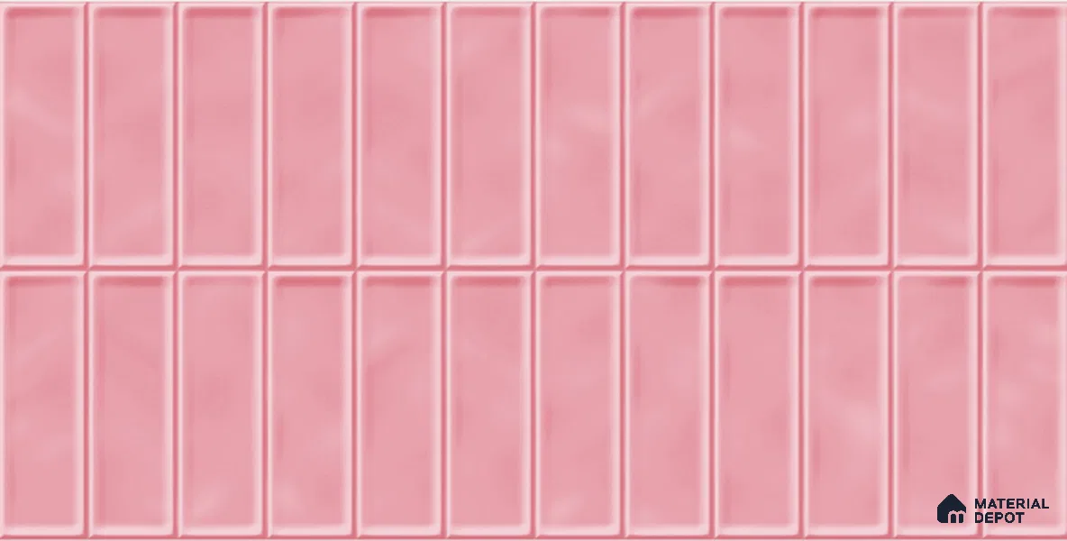 Faux Subway Tile TL 08029 B Petaltrail Pink 2 ft x 1 ft Ceramic Glossy Finish - 9 mm | Suitable for Bathroom & Kitchen | Please Expect a Slight Variation of Pattern