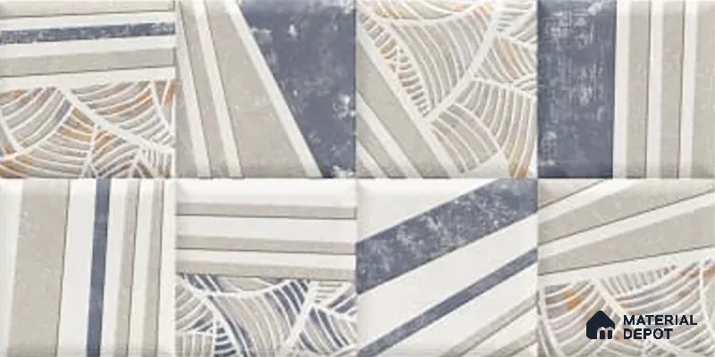 Patterned Wall Tile TL 09735 C 25144 2 ft x 1 ft Grey Ceramic Glossy Finish Highlighter 1 Tile - 9 mm | Ideal for Bathroom, Kitchen | Please Expect a Slight Variation of Pattern