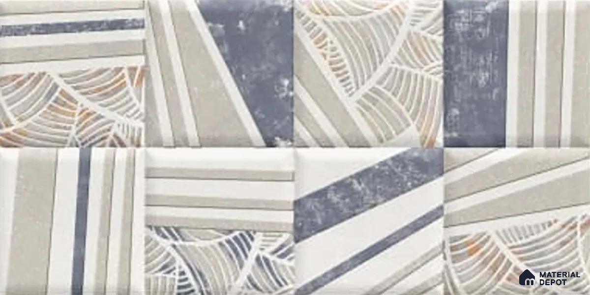 Patterned Wall Tile TL 09735 C 25144 2 ft x 1 ft Grey Ceramic Glossy Finish Highlighter 1 Tile - 9 mm | Ideal for Bathroom, Kitchen | Please Expect a Slight Variation of Pattern