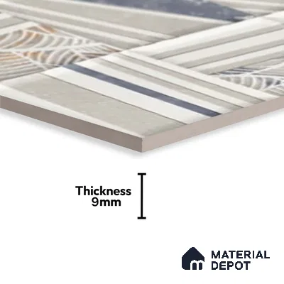 Patterned Wall Tile TL 09735 C 25144 2 ft x 1 ft Grey Ceramic Glossy Finish Highlighter 1 Tile - 9 mm | Ideal for Bathroom, Kitchen | Please Expect a Slight Variation of Pattern